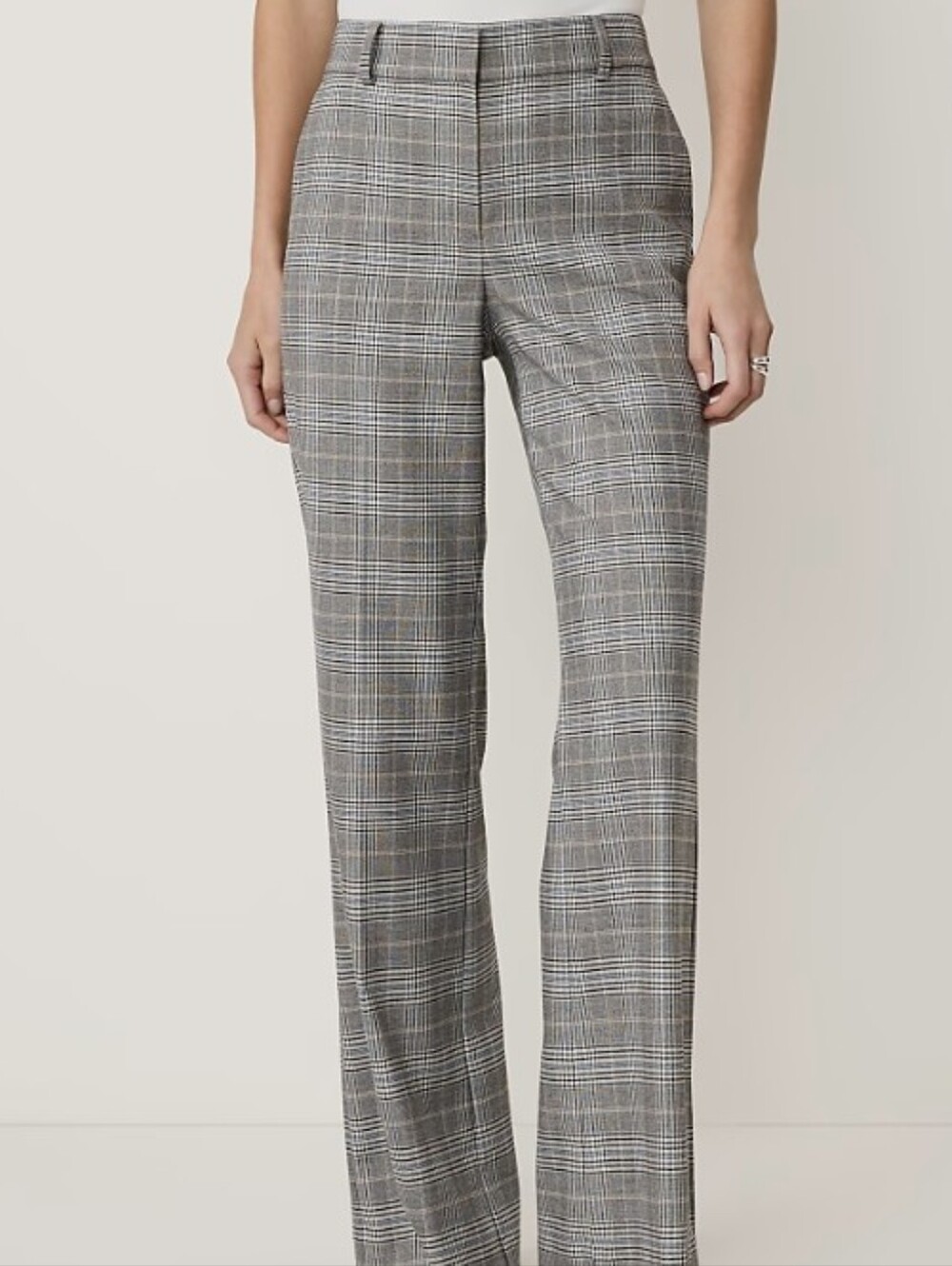 Ann Taylor Gray Plaid Straight Leg Trousers 14 The Jayne